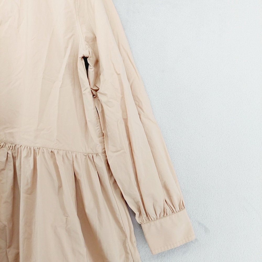 NEW Le Sarte Pettegole Tan Button Pleated Waist Long Sleeve Midi Dress P3975 - Picture 4 of 8